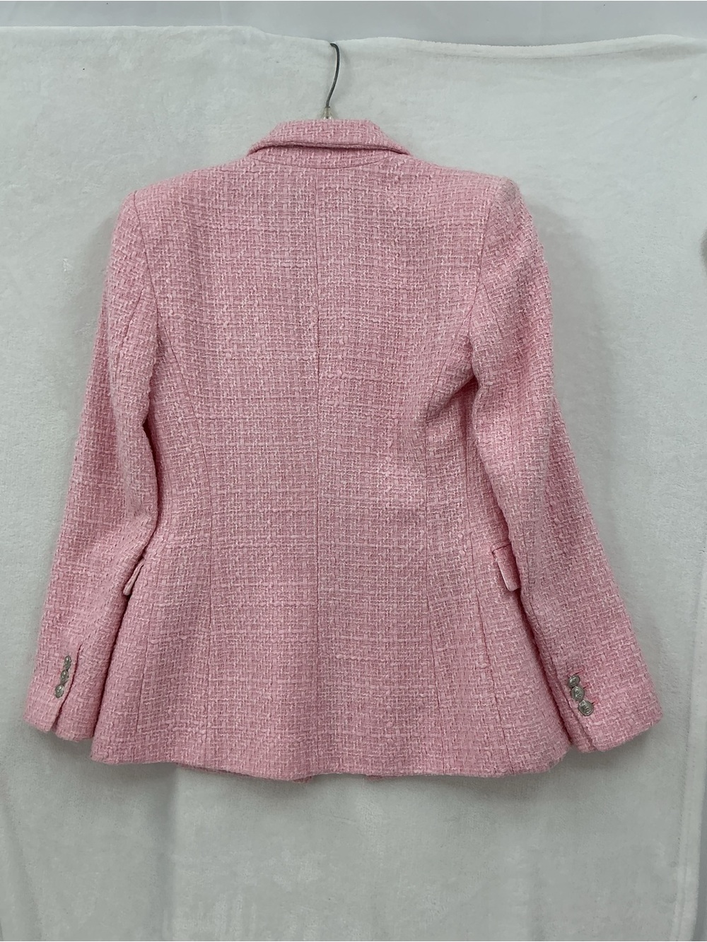 Zara Pink Double-Breasted Tweed Blazer 1174 - Picture 6 of 6